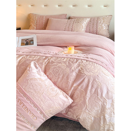 牛奶絨四件套2025新款冬季輕奢高級感加厚毛絨被套珊瑚法萊絨床單