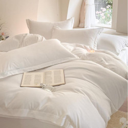 高級酒店民宿床品四件套賓館純白色床上用品布草加厚貢緞60三件套