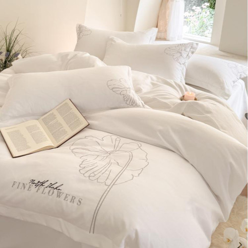 高級酒店民宿床品四件套賓館純白色床上用品布草加厚貢緞60三件套