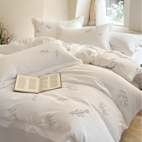 高級酒店民宿床品四件套賓館純白色床上用品布草加厚貢緞60三件套