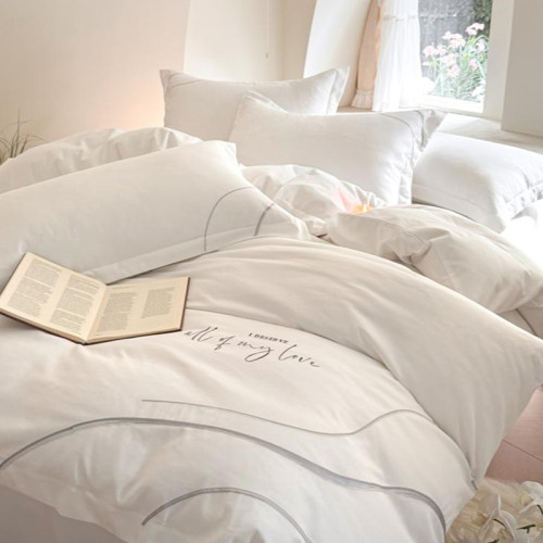 高級酒店民宿床品四件套賓館純白色床上用品布草加厚貢緞60三件套