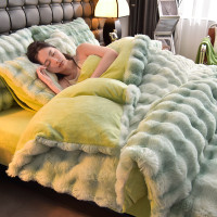 2025新款高級兔絨四件套毛絨牛奶絨床上加厚公主珊瑚絨冬床單被套