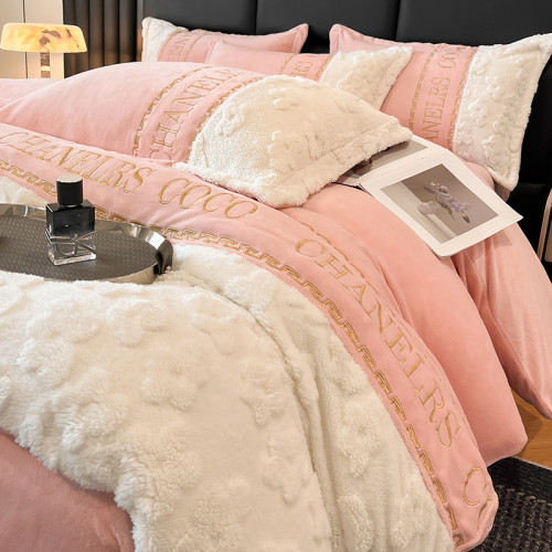 冬季輕奢蓄熱四件套牛奶絨加厚保暖被罩珊瑚絨雙面加絨裸睡床罩式