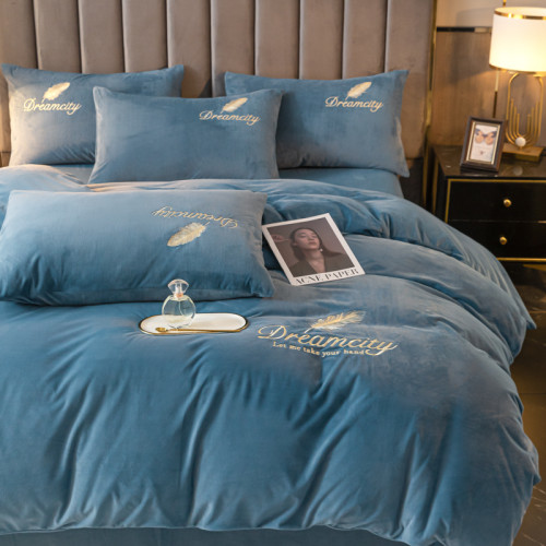 牛奶絨床上四件套冬季珊瑚絨加絨加厚雙面秋冬床單被套床品三件套