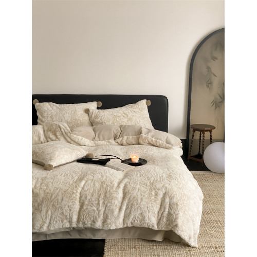 冬季高級感輕復古仿兔毛雕花絨四件套輕奢牛奶絨加厚保暖床上用品 冬季高級感輕復古仿兔毛雕花絨四件套輕奢牛奶絨加厚保暖床上用品