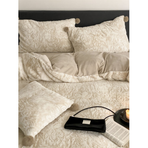 冬季高級感輕復古仿兔毛雕花絨四件套輕奢牛奶絨加厚保暖床上用品 冬季高級感輕復古仿兔毛雕花絨四件套輕奢牛奶絨加厚保暖床上用品