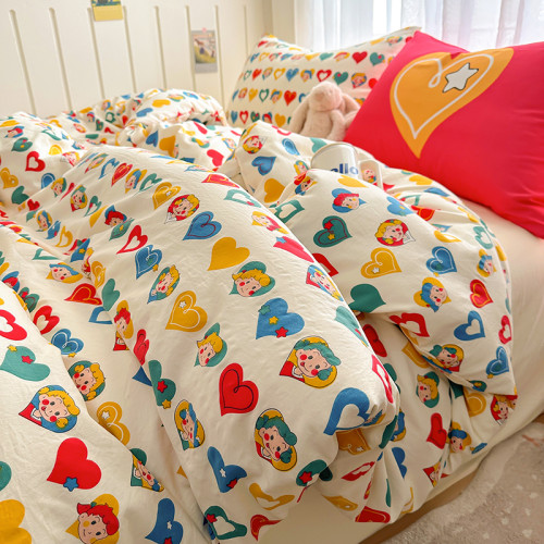 ins多巴胺愛心四件套水洗非全棉純棉被套床單學生宿捨床上三件套4 ins多巴胺愛心四件套水洗非全棉純棉被套床單學生宿捨床上三件套4