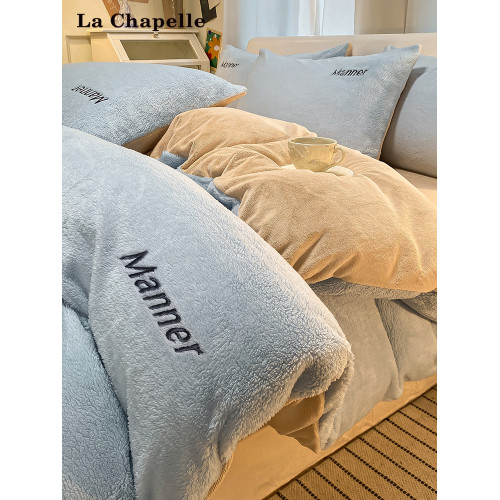 牛奶絨床上四件套冬天季加絨加厚雙面珊瑚絨被套法蘭絨床單三件套