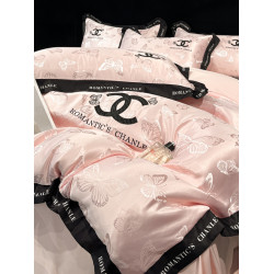 輕奢冰絲四件套夏季高級感寬邊被套涼感裸睡床單床包床上床用品3