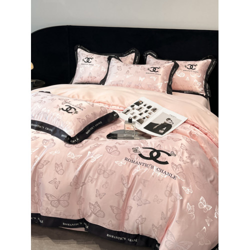 輕奢冰絲四件套夏季高級感寬邊被套涼感裸睡床單床包床上床用品3