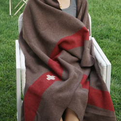 瑞士軍版羊毛毯復古咖啡色野營毯保暖毛毯瑞士軍毯露營可攜式睡袋毯