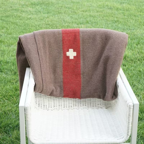 瑞士軍版羊毛毯復古咖啡色野營毯保暖毛毯瑞士軍毯露營可攜式睡袋毯