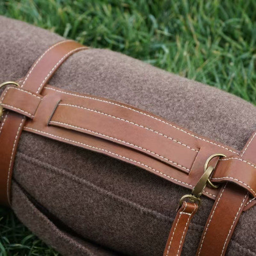 瑞士軍版羊毛毯復古咖啡色野營毯保暖毛毯瑞士軍毯露營可攜式睡袋毯