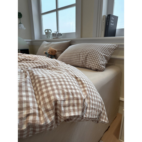ins日式簡約格子水洗棉四件套北歐風被套床包床單宿捨床上三件套4 ins日式簡約格子水洗棉四件套北歐風被套床包床單宿捨床上三件套4