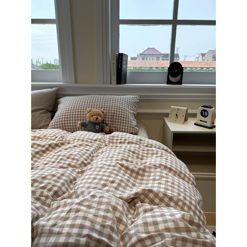 ins日式簡約格子水洗棉四件套北歐風被套床包床單宿捨床上三件套4 ins日式簡約格子水洗棉四件套北歐風被套床包床單宿捨床上三件套4