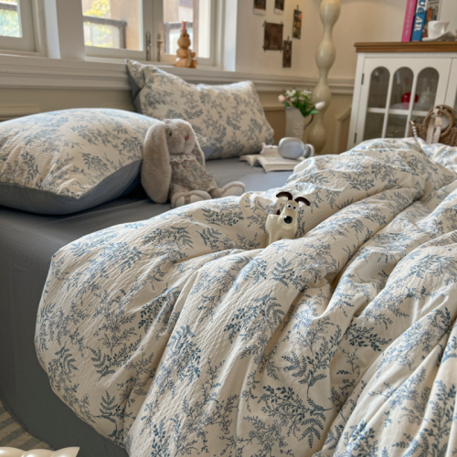 雲感褶皺風雙層紗四件套軟糯床單床包款小清新卡通學生宿捨三件套 雲感褶皺風雙層紗四件套軟糯床單床包款小清新卡通學生宿捨三件套