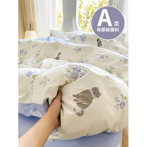 a類床上四件套水洗棉2025新款卡通ins被套床單被罩學生宿捨三件套