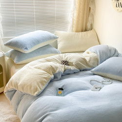 加厚牛奶絨床上四件套珊瑚絨學生宿捨床單被套罩秋冬季加絨三件套