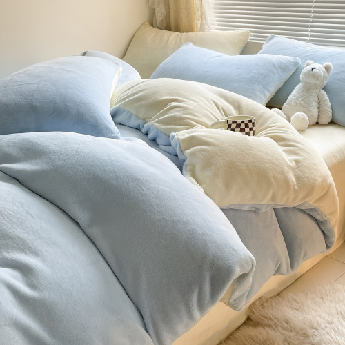 加厚牛奶絨床上四件套珊瑚絨學生宿捨床單被套罩秋冬季加絨三件套