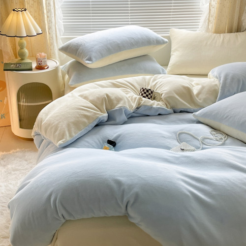 加厚牛奶絨床上四件套珊瑚絨學生宿捨床單被套罩秋冬季加絨三件套