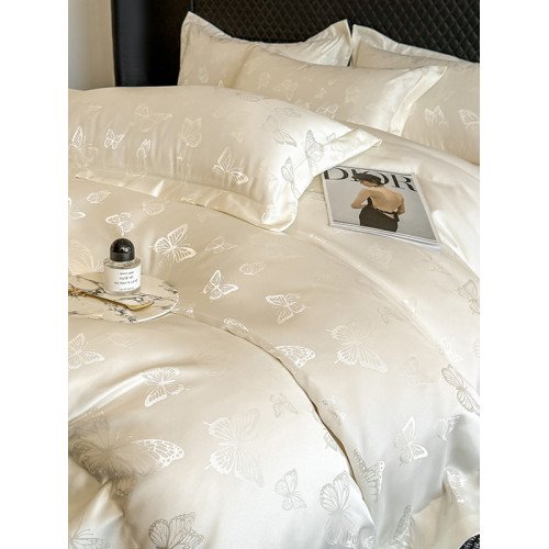 小紅書推薦家用高奢提花水洗真絲四件套夏季冰絲提花貢緞床單被套