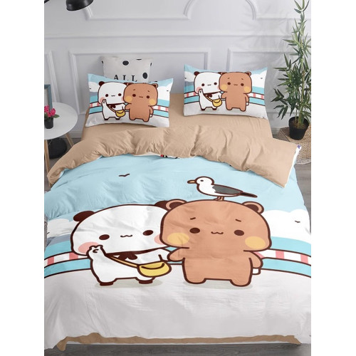 新品可愛一二布布柔軟親膚數碼印花四件套四季通用學生宿捨床品