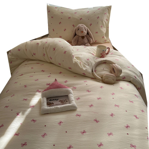 學生宿捨專用雙層紗床單被罩三件套單人寢室被套非純棉床品四件套 學生宿捨專用雙層紗床單被罩三件套單人寢室被套非純棉床品四件套