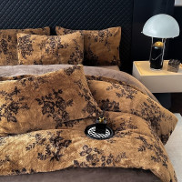 新款親膚舒適兔毛牛奶絨被套四件套加厚保暖美拉德學生宿捨三件套