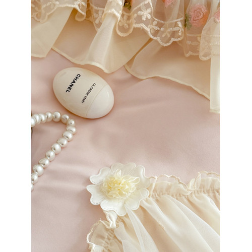 法式輕奢公主風水洗棉四件套2025新款蕾絲刺綉花邊款被套床單床品