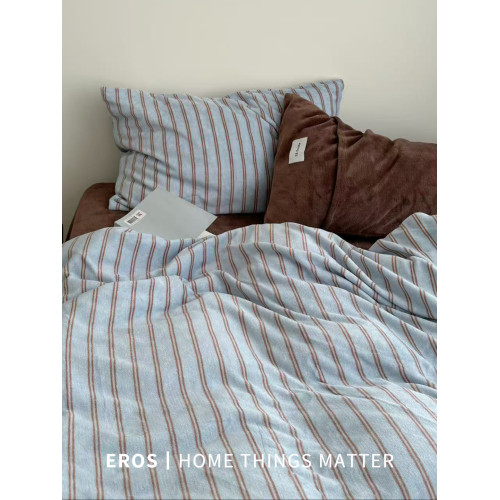 EROS自製︱萊茵旅人復古雙面牛奶絨四件套加厚ins秋冬珊瑚絨被套