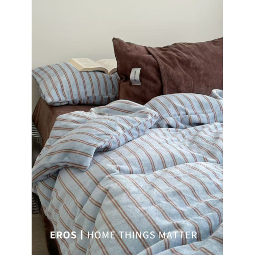 EROS自製︱萊茵旅人復古雙面牛奶絨四件套加厚ins秋冬珊瑚絨被套