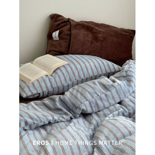 EROS自製︱萊茵旅人復古雙面牛奶絨四件套加厚ins秋冬珊瑚絨被套