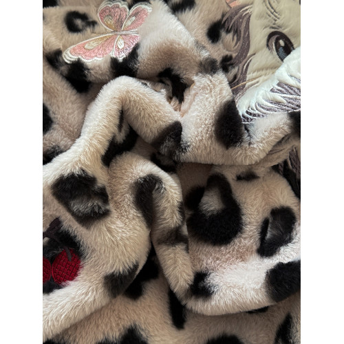 波斯貓豹紋兔毛絨四件套牛奶絨被套床單秋冬保暖珊瑚絨床品三件套