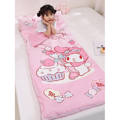 A類美樂蒂豆豆牛奶絨兒童睡袋冬季寶寶幼兒園午休防踢被子中大童