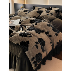 2025出口全球兔兔絨印花牛奶絨四件套冬季加厚床單床蓋雙面絨被套