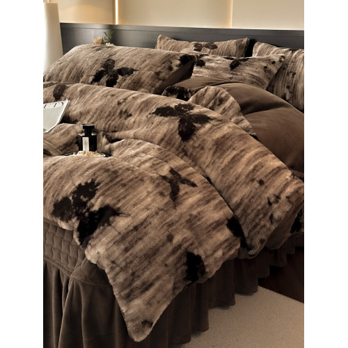 2025出口全球兔兔絨印花牛奶絨四件套冬季加厚床單床蓋雙面絨被套