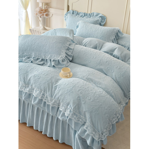 澳洲A類牛奶絨四件套床蓋款冬季加厚加絨床單被套雙面珊瑚絨床包