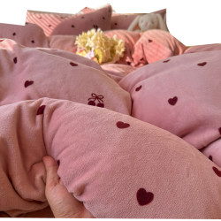 牛奶絨床上四件套秋冬加絨被套床單加厚學生宿捨珊瑚絨床品三件套