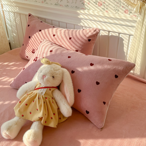 牛奶絨床上四件套秋冬加絨被套床單加厚學生宿捨珊瑚絨床品三件套