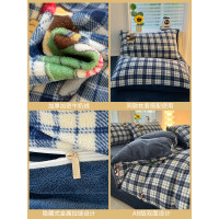 加厚牛奶絨被套單件雙面加絨被單冬季毛絨法蘭珊瑚絨被罩宿捨單人