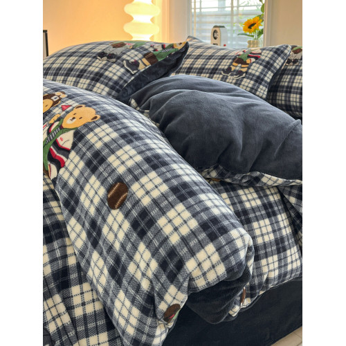 加厚牛奶絨被套單件雙面加絨被單冬季毛絨法蘭珊瑚絨被罩宿捨單人