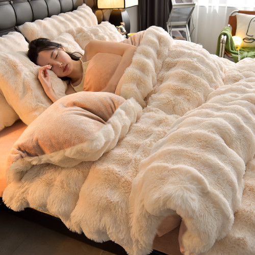 加厚兔兔絨四件套耐髒灰白牛奶絨珊瑚絨雙面絨加絨被套保暖床單冬 加厚兔兔絨四件套耐髒灰白牛奶絨珊瑚絨雙面絨加絨被套保暖床單冬