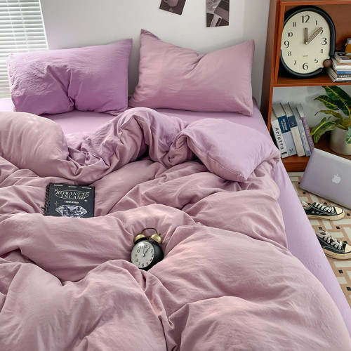 純棉四件套全棉純色簡約宿捨單人三件套被套床單雙人床包床上用品
