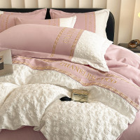 出口澳洲床上四件套公主被套輕奢床單全棉宿捨四季高級少女純色A