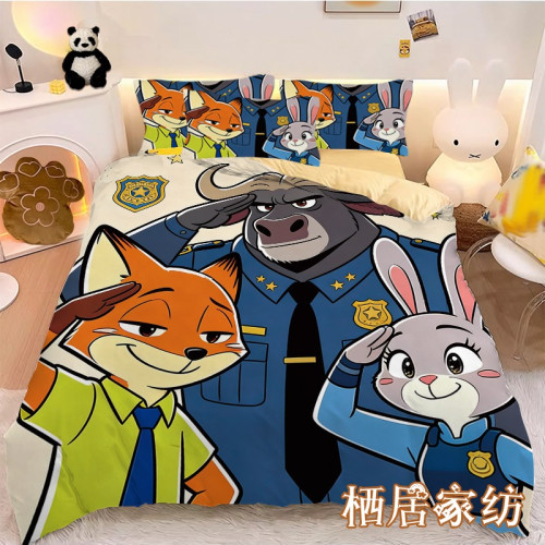 瘋狂動物城卡通動漫硃迪尼克四件套學生宿捨床上用品床單被套床品