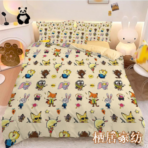 瘋狂動物城卡通動漫硃迪尼克四件套學生宿捨床上用品床單被套床品