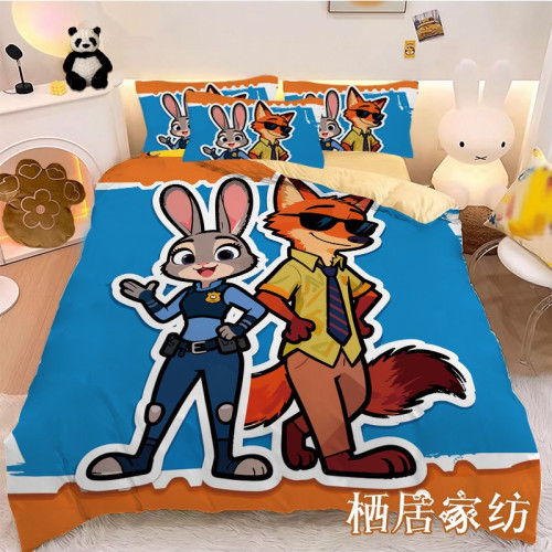 瘋狂動物城卡通動漫硃迪尼克四件套學生宿捨床上用品床單被套床品