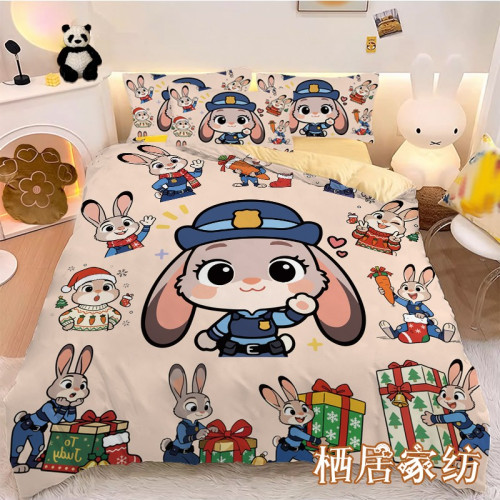 瘋狂動物城卡通動漫硃迪尼克四件套學生宿捨床上用品床單被套床品