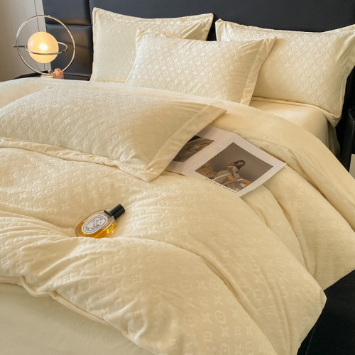 2025新款冬季四件套雕花絨保暖被罩牛奶絨裸睡雙面加絨寶寶絨床罩