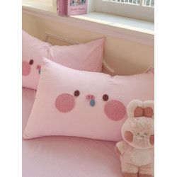 純棉水洗棉毛巾綉四件套全棉可愛小豬被套床單全包圍床包罩兒童房